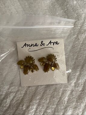 Anna & Ava Beige Crystal Floral Cluster Earrings
